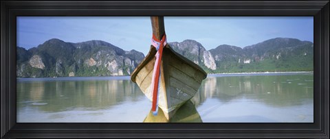 Framed Boat Moored In The Water, Phi Phi Islands, Thailand Print