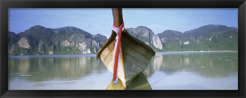 Framed Boat Moored In The Water, Phi Phi Islands, Thailand Print