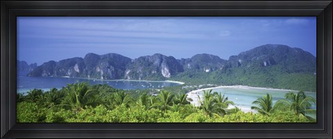 Framed Thailand, Phi Phi Islands, Mountain range and trees in the island Print