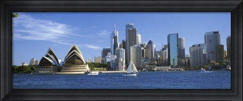 Framed Australia, New South Wales, Sydney, Sydney harbor, View of Sydney Opera House and city Print