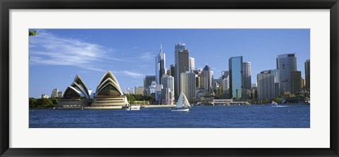 Framed Australia, New South Wales, Sydney, Sydney harbor, View of Sydney Opera House and city Print