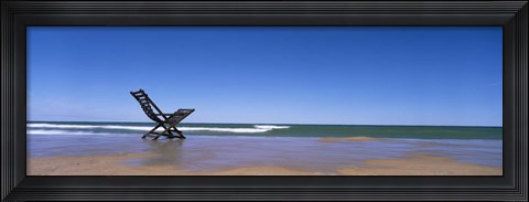 Framed Empty Chair On The Lake Side, Lake Michigan, Grand Haven, Michigan, USA Print