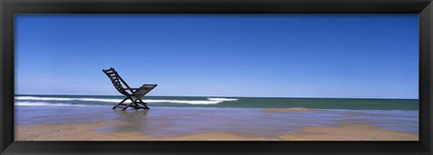 Framed Empty Chair On The Lake Side, Lake Michigan, Grand Haven, Michigan, USA Print