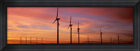 Framed Wind Turbine In The Barren Landscape, Brazos, Texas, USA Print