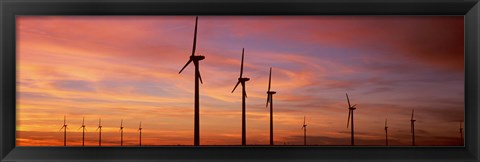 Framed Wind Turbine In The Barren Landscape, Brazos, Texas, USA Print