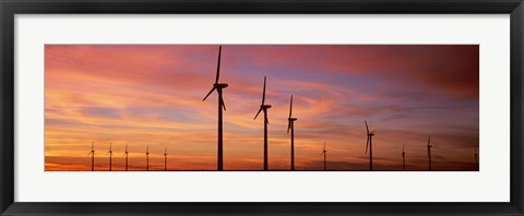 Framed Wind Turbine In The Barren Landscape, Brazos, Texas, USA Print