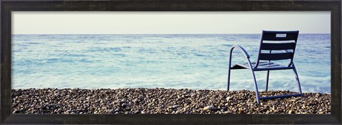 Framed Vacant Chair On The Beach, Nice, Cote De Azur, France Print