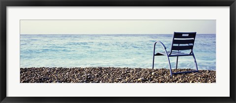 Framed Vacant Chair On The Beach, Nice, Cote De Azur, France Print