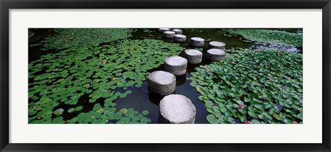 Framed Water Lilies In A Pond, Helan Shrine, Kyoto, Japan Print