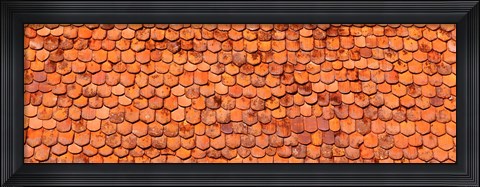 Framed Close-Up Of Old Roof Tiles, Rothenburg, Germany Print