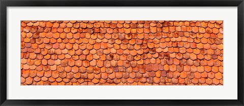 Framed Close-Up Of Old Roof Tiles, Rothenburg, Germany Print