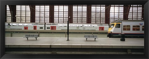 Framed Trains at a railroad station platform, Antwerp, Belgium Print