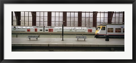 Framed Trains at a railroad station platform, Antwerp, Belgium Print