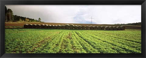 Framed Hay bales in a farm land, Germany Print