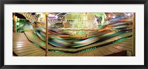 Framed Carousel in motion, Amusement Park, Stuttgart, Germany Print