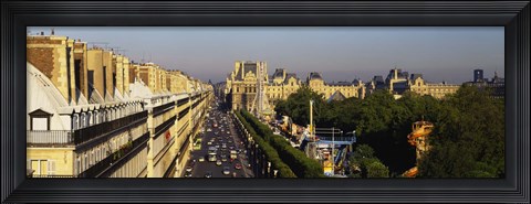 Framed High angle view of vehicles on the road, Musee du Louvre, Royal Street, Paris, France Print