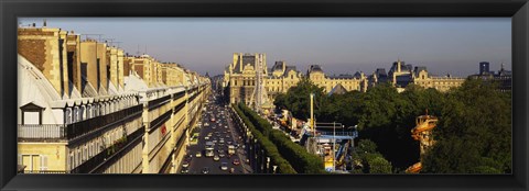 Framed High angle view of vehicles on the road, Musee du Louvre, Royal Street, Paris, France Print