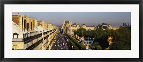 Framed High angle view of vehicles on the road, Musee du Louvre, Royal Street, Paris, France Print