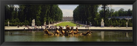 Framed Fountain in a garden, Versailles, France Print