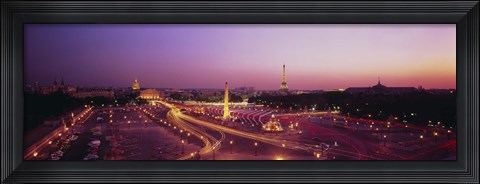 Framed High angle view of Paris at dusk Print