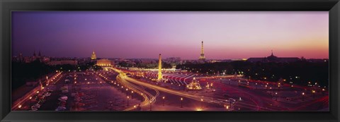 Framed High angle view of Paris at dusk Print