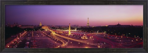 Framed High angle view of Paris at dusk Print