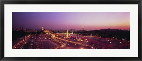 Framed High angle view of Paris at dusk Print