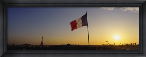 Framed French flag waving in the wind, Paris, France Print