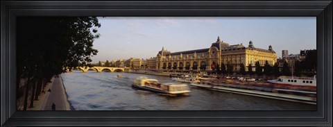 Framed Passenger Craft In A River, Seine River, Musee D&#39;Orsay, Paris, France Print
