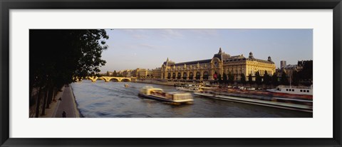 Framed Passenger Craft In A River, Seine River, Musee D&#39;Orsay, Paris, France Print