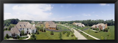 Framed High angle view of houses on a field Print