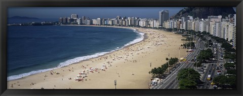 Framed High Angle View Of The Beach, Rid De Janeiro, Brazil Print