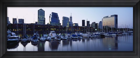 Framed Boats Docked At A Harbor, Puerto Madero, Buenos Aires, Argentina Print