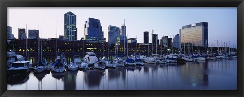 Framed Boats Docked At A Harbor, Puerto Madero, Buenos Aires, Argentina Print