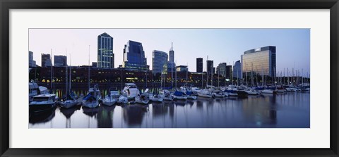 Framed Boats Docked At A Harbor, Puerto Madero, Buenos Aires, Argentina Print