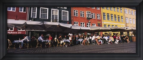 Framed Tourists In A Road Side Restaurant, Nyhavn, Copenhagen, Denmark Print