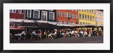 Framed Tourists In A Road Side Restaurant, Nyhavn, Copenhagen, Denmark Print