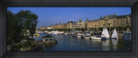 Framed Boats In A River, Stockholm, Sweden Print