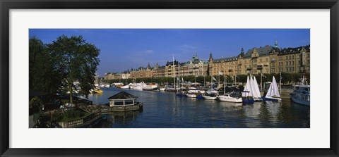 Framed Boats In A River, Stockholm, Sweden Print