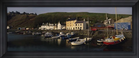 Framed Boats Moored At The Dock, Stonehaven, Scotland, United Kingdom Print