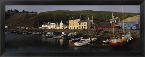 Framed Boats Moored At The Dock, Stonehaven, Scotland, United Kingdom Print