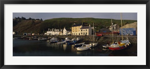 Framed Boats Moored At The Dock, Stonehaven, Scotland, United Kingdom Print