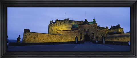 Framed Castle Lit Up At Dusk, Edinburgh Castle, Edinburgh, Scotland, United Kingdom Print