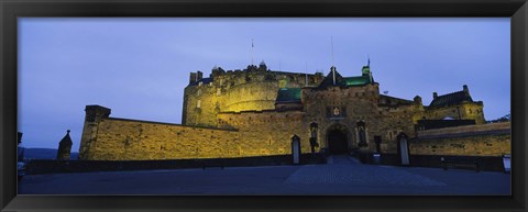 Framed Castle Lit Up At Dusk, Edinburgh Castle, Edinburgh, Scotland, United Kingdom Print