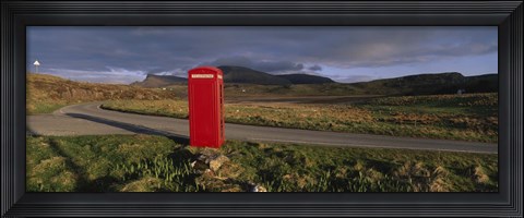 Framed Telephone Booth In A Landscape, Isle Of Skye, Highlands, Scotland, United Kingdom Print