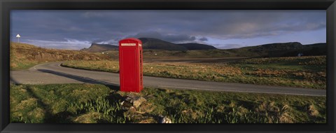 Framed Telephone Booth In A Landscape, Isle Of Skye, Highlands, Scotland, United Kingdom Print