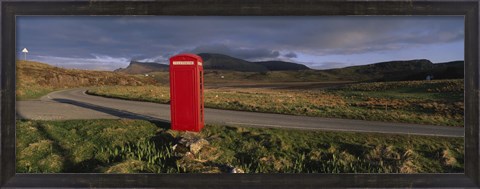 Framed Telephone Booth In A Landscape, Isle Of Skye, Highlands, Scotland, United Kingdom Print