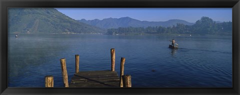 Framed Pier On A Lake, Santiago, Lake Atitlan, Guatemala Print