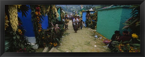 Framed Houses Decorated With Flowers, Zunil Cemetery, Guatemala Print