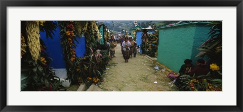 Framed Houses Decorated With Flowers, Zunil Cemetery, Guatemala Print